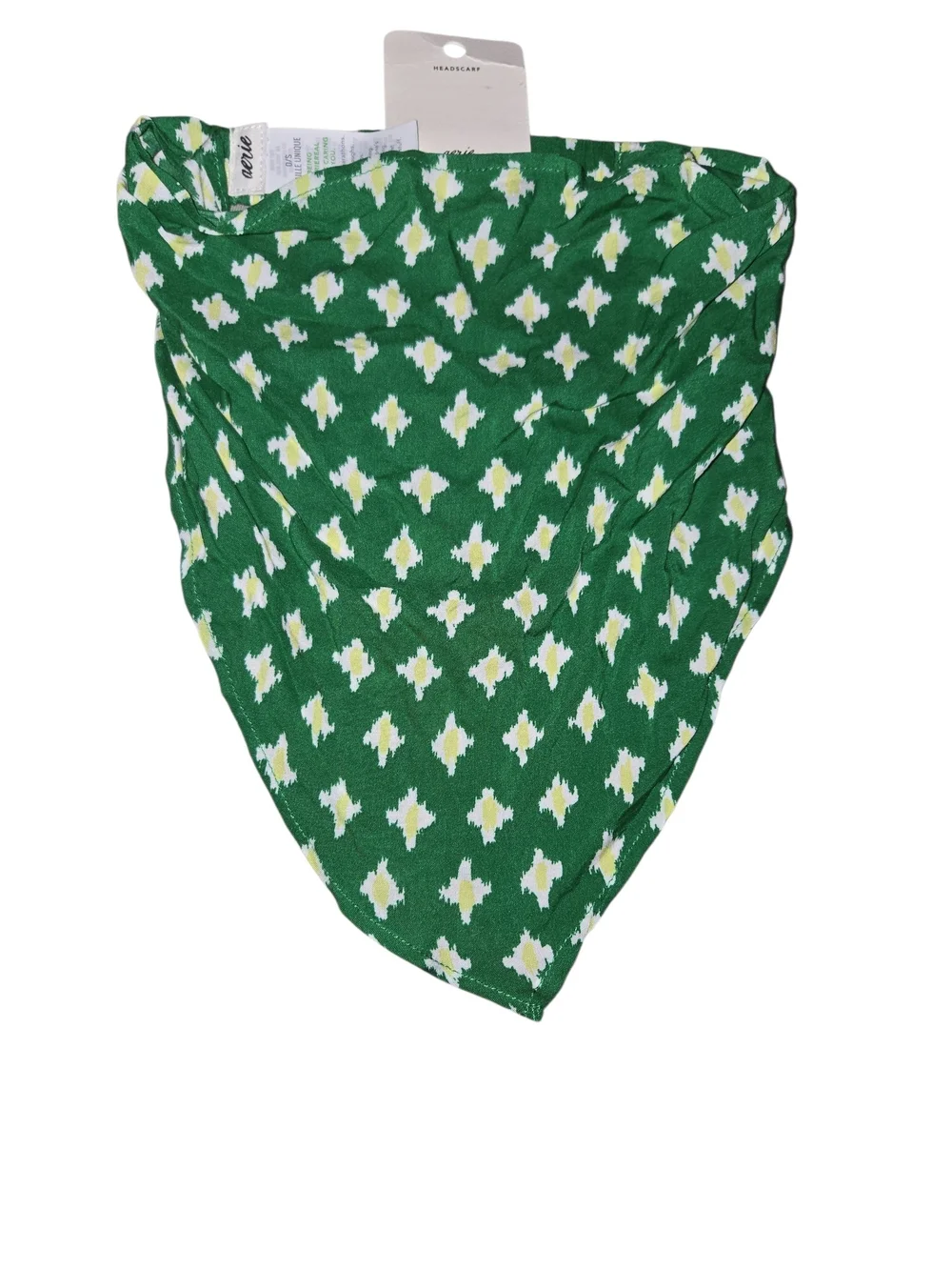 NWT Aerie Green Patterned Triangle Bandana Head Scarf